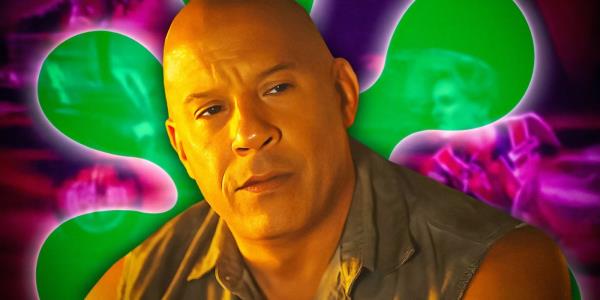 Dominic-Toretto in Fast X with a green and pink background