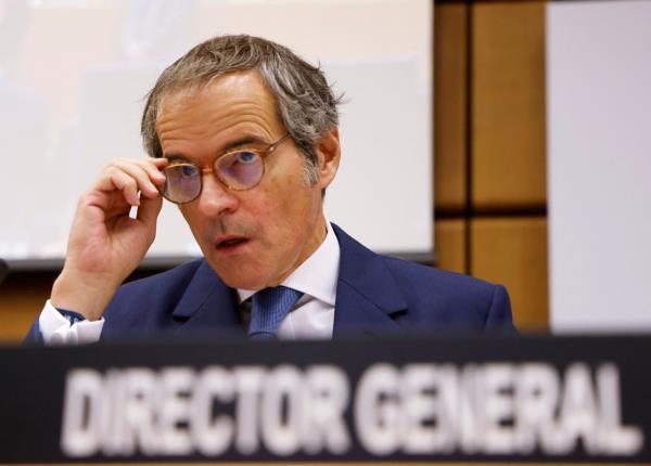 IAEA Director General Rafael Grossi waits for the start of a meeting in Vienna